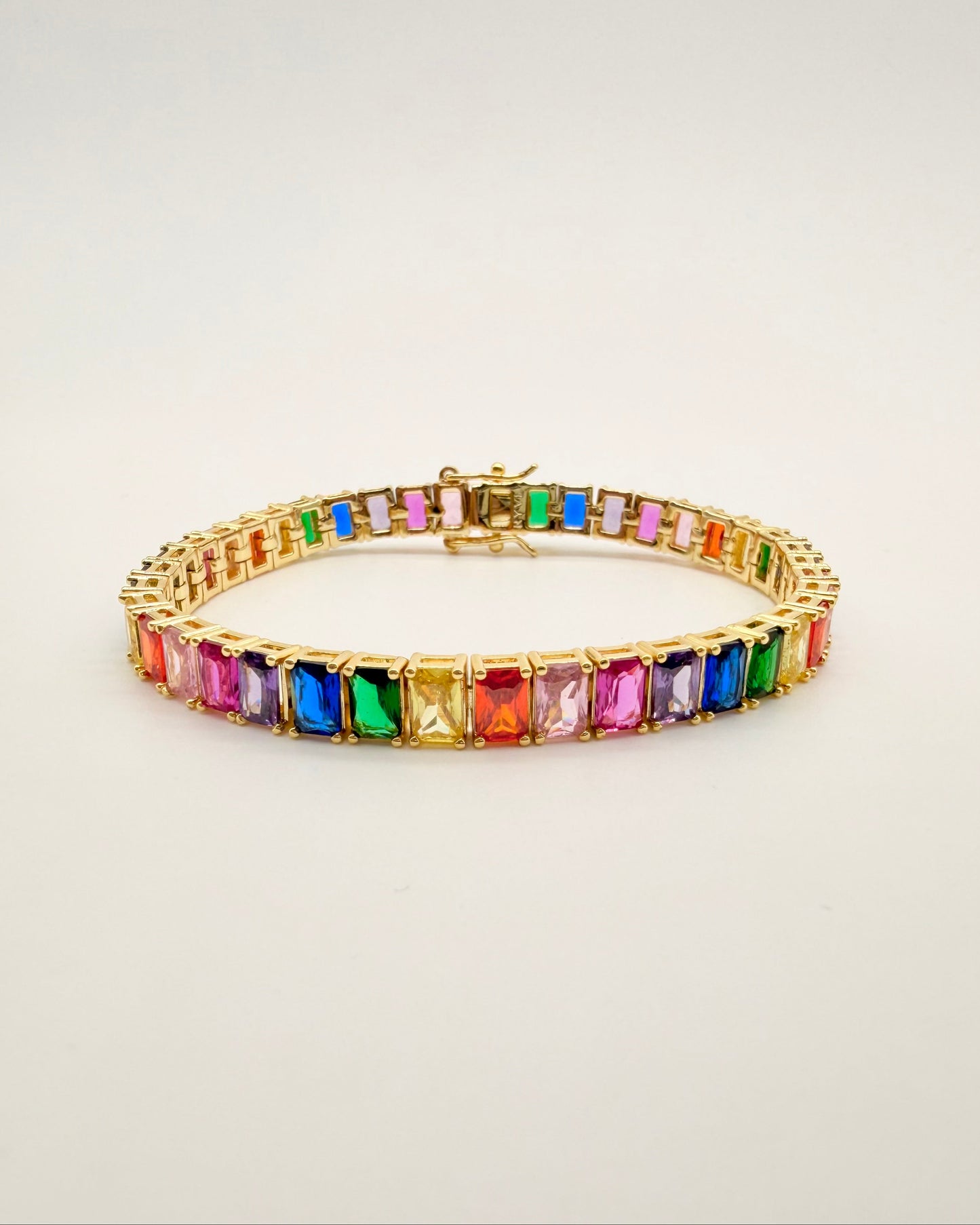 Multicolor Emerald Cut Tennis Bracelet - 5mm