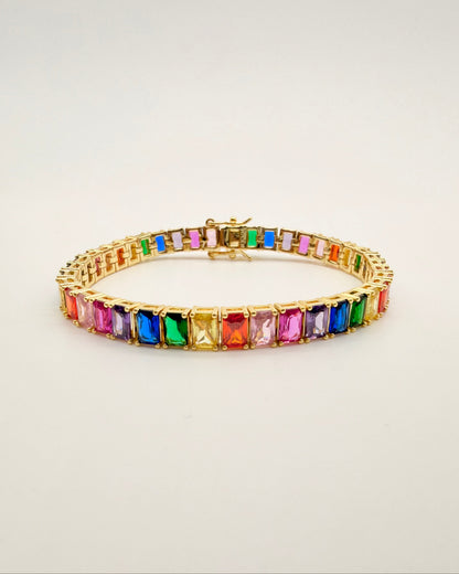 Multicolor Emerald Cut Tennis Bracelet - 5mm