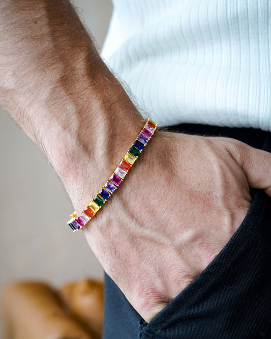 Multicolor Emerald Cut Tennis Bracelet - 5mm