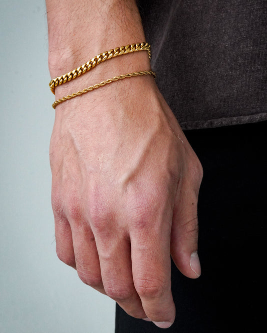 Cuban + Rope Bracelet Stack